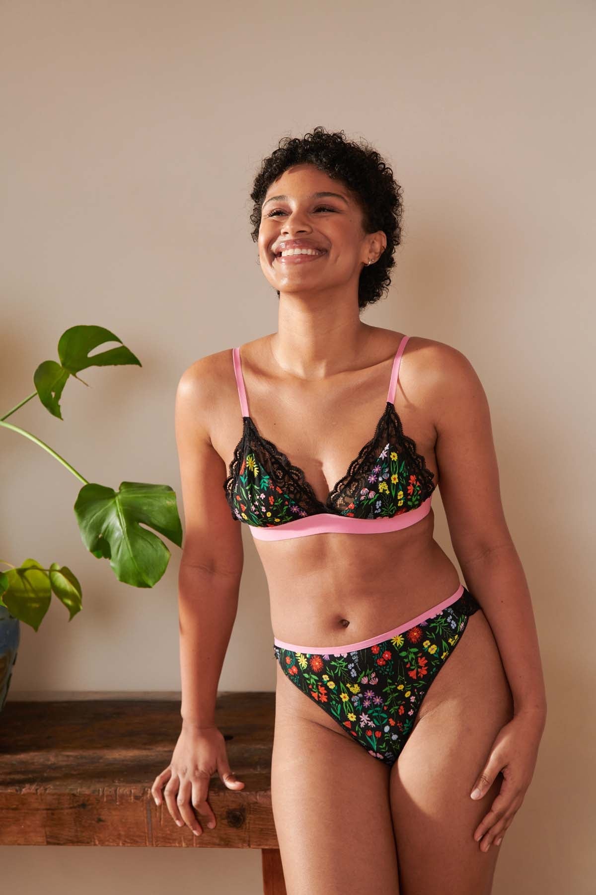 BRASSIÈRE + CULOTTE BI-MATIÈRE - Pampa Noir