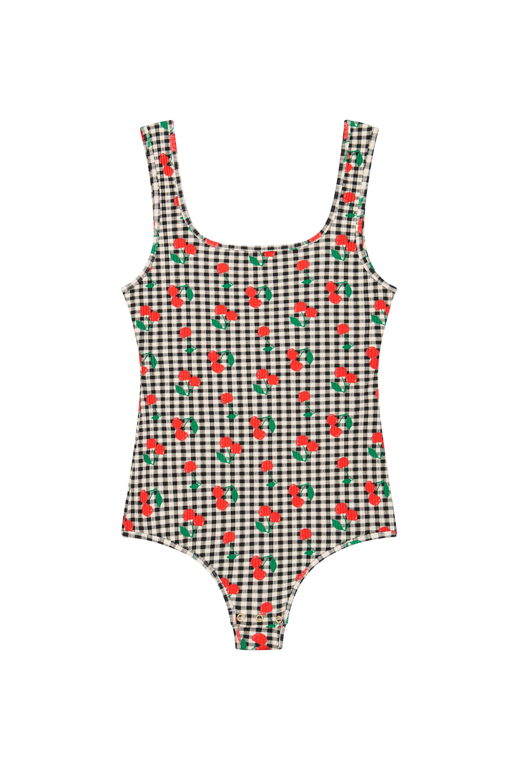 Body Débardeur Coton BIO - Vichy Cerises Noir