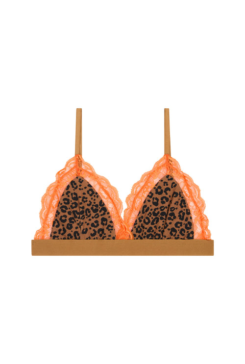 Brassière Bi-matière - Léopard Orange