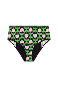 Culotte menstruelle Taille Haute GOTS - Flux nuit | Tulipes Noir