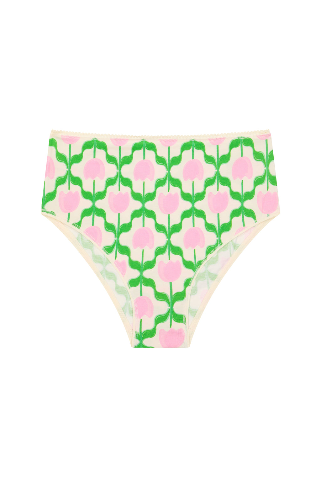 Culotte Taille Haute Coton BIO - Tulipes Roses