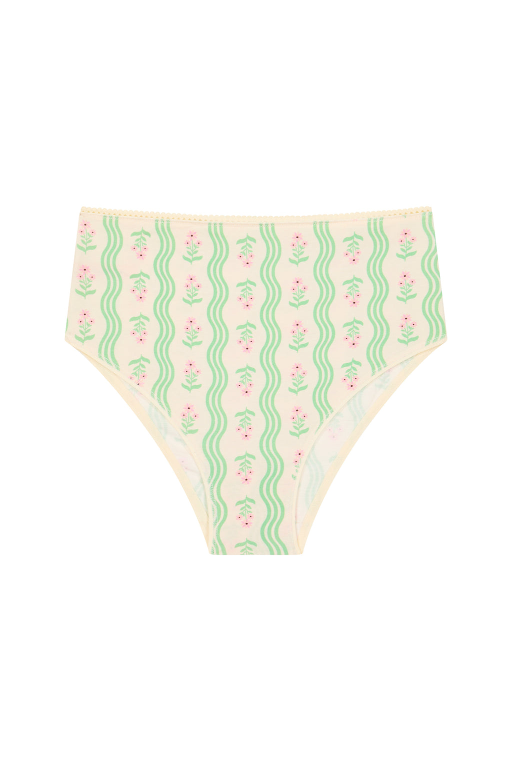Culotte Taille Haute Coton BIO - Vagues Provençales