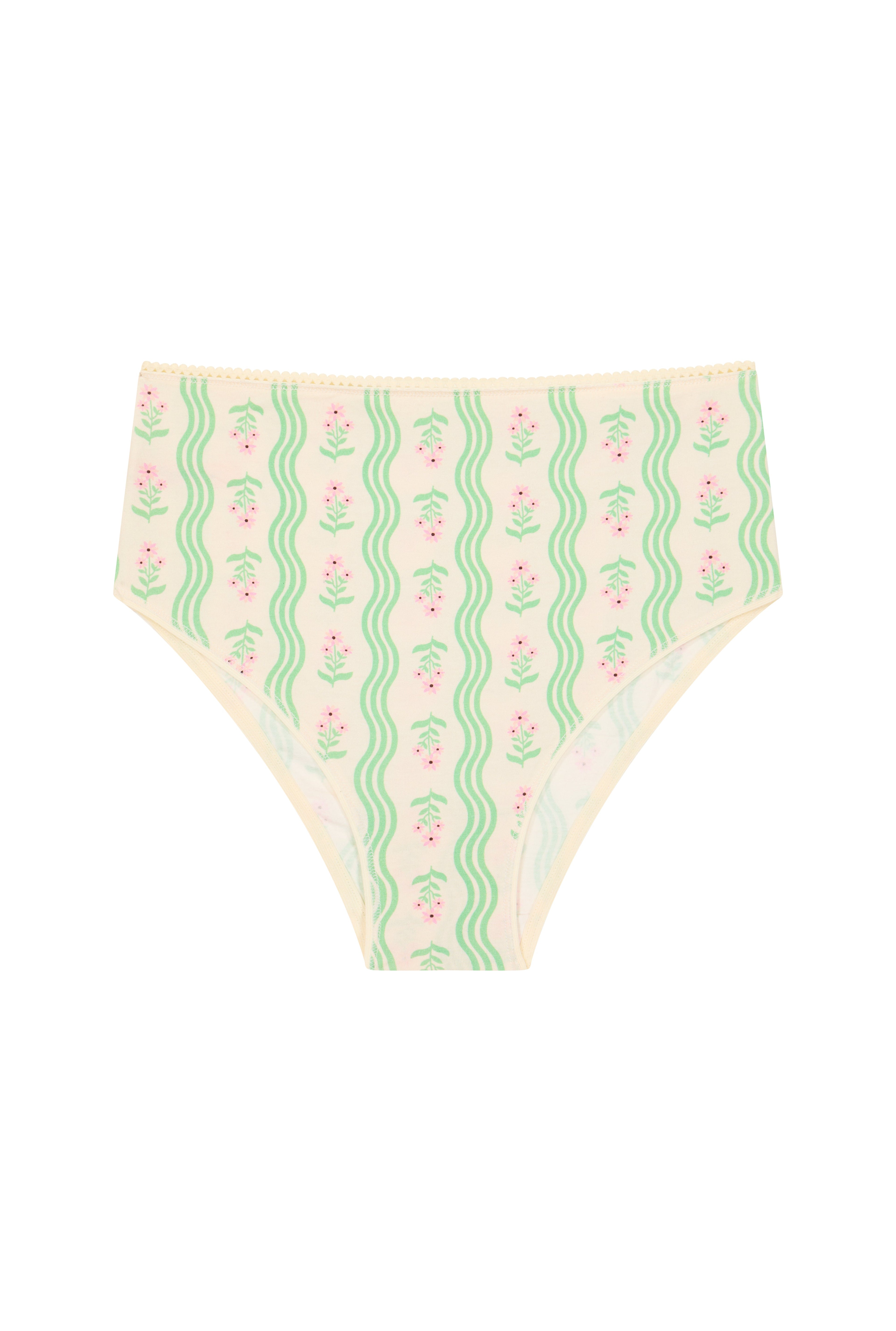 Culotte Taille Haute Coton BIO - Vagues Provençales