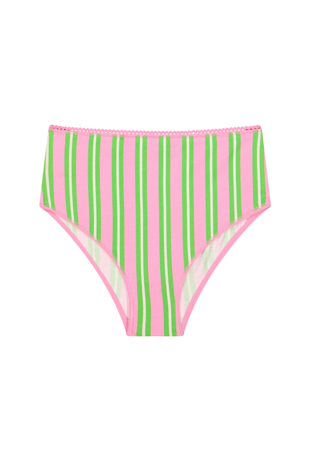 Culotte Taille Haute Coton BIO - Rayures Vertes et Roses
