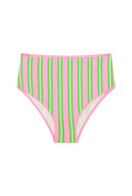 Culotte Taille Haute Coton BIO - Rayures Vertes et Roses