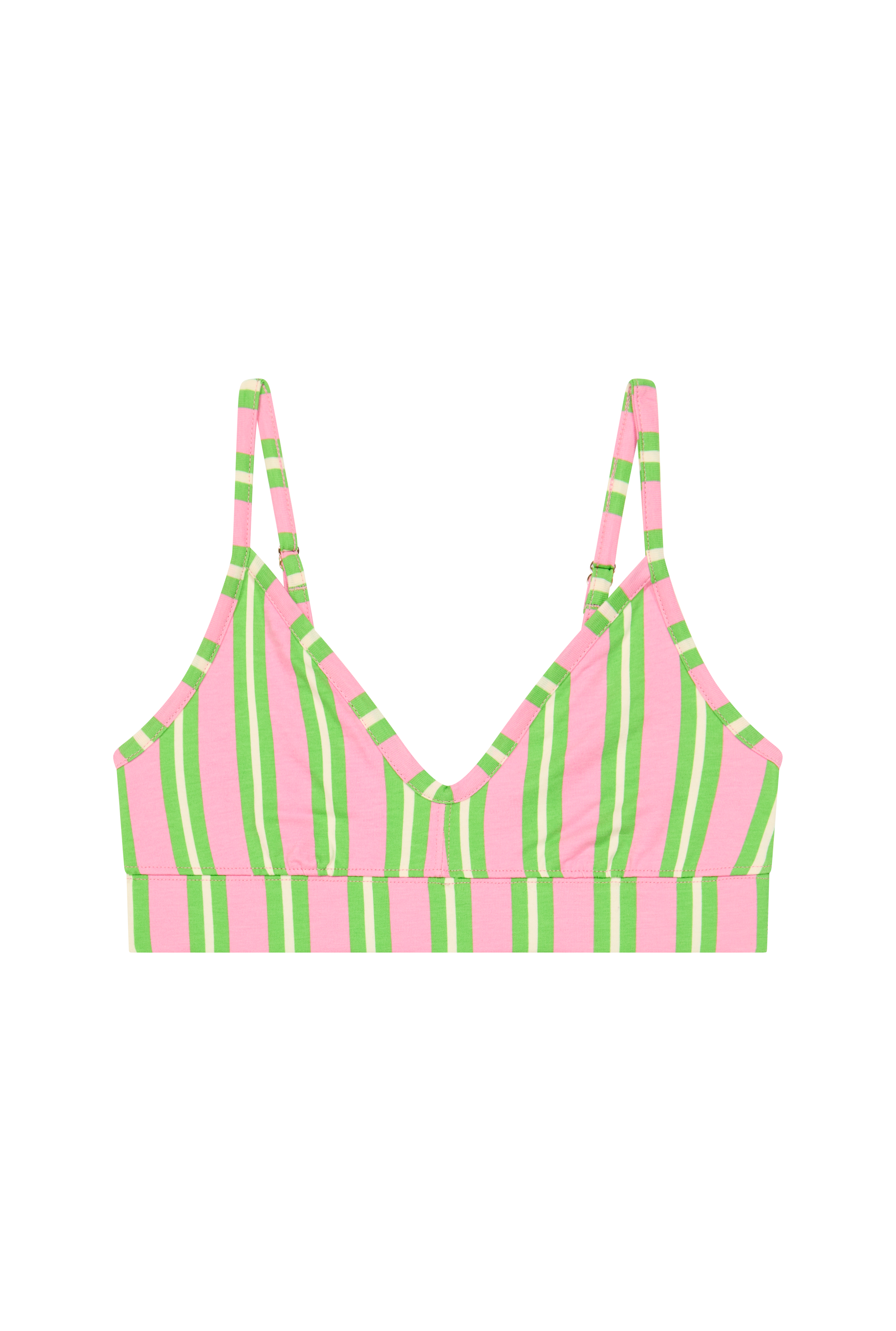 Brassière Coton BIO - Rayures Vertes et Roses