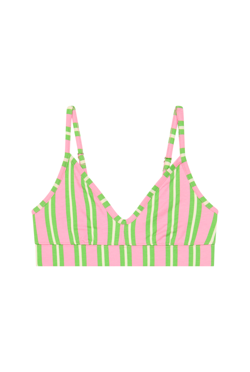 Brassière Coton BIO - Rayures Vertes et Roses