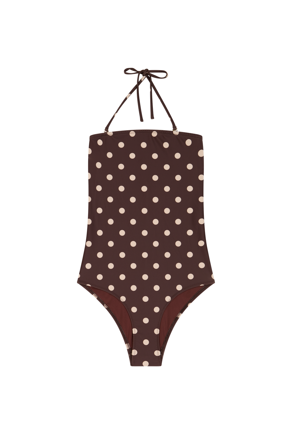 Maillot 1 Pièce Bustier - Pois Marron