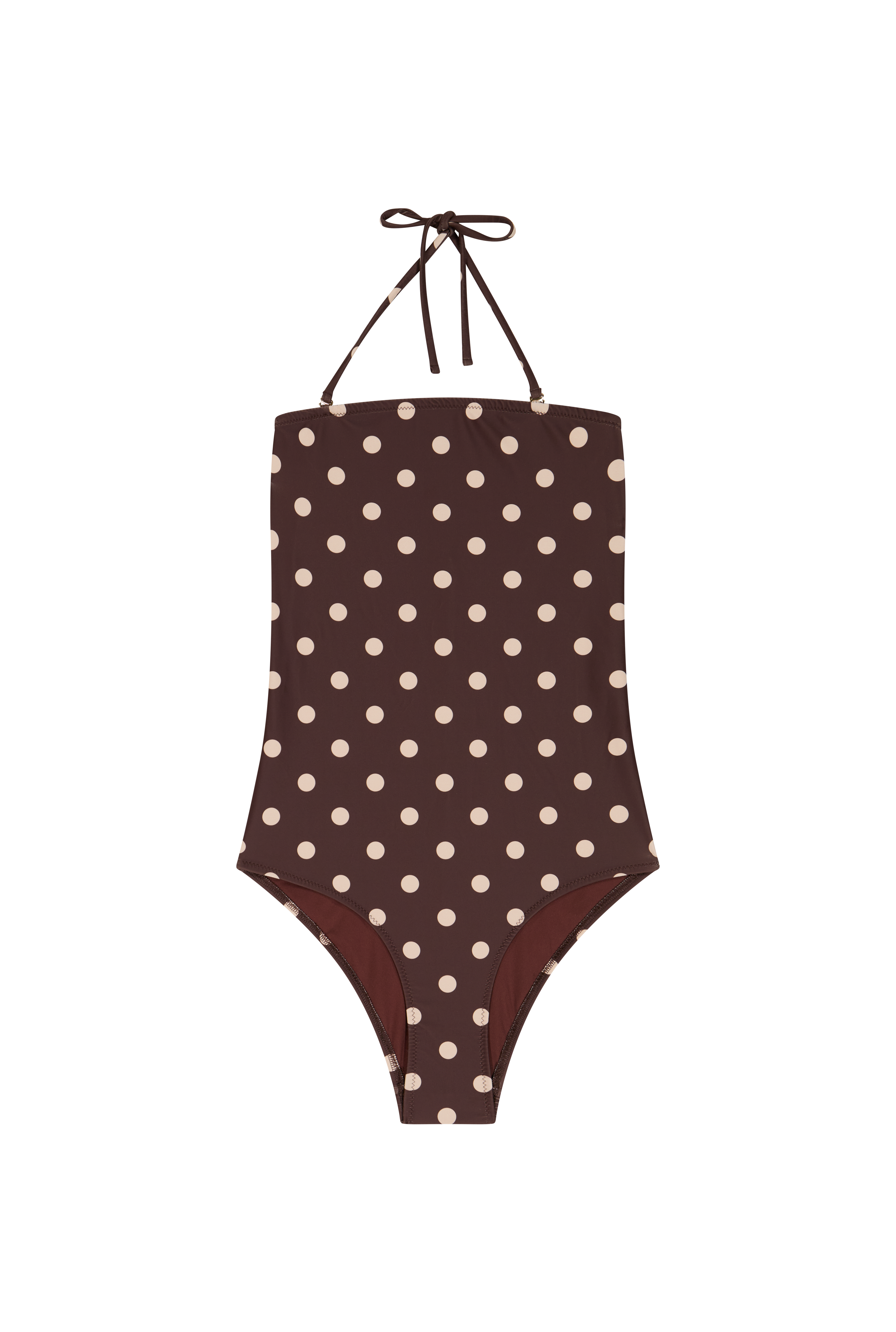 Maillot 1 Pièce Bustier - Pois Marron