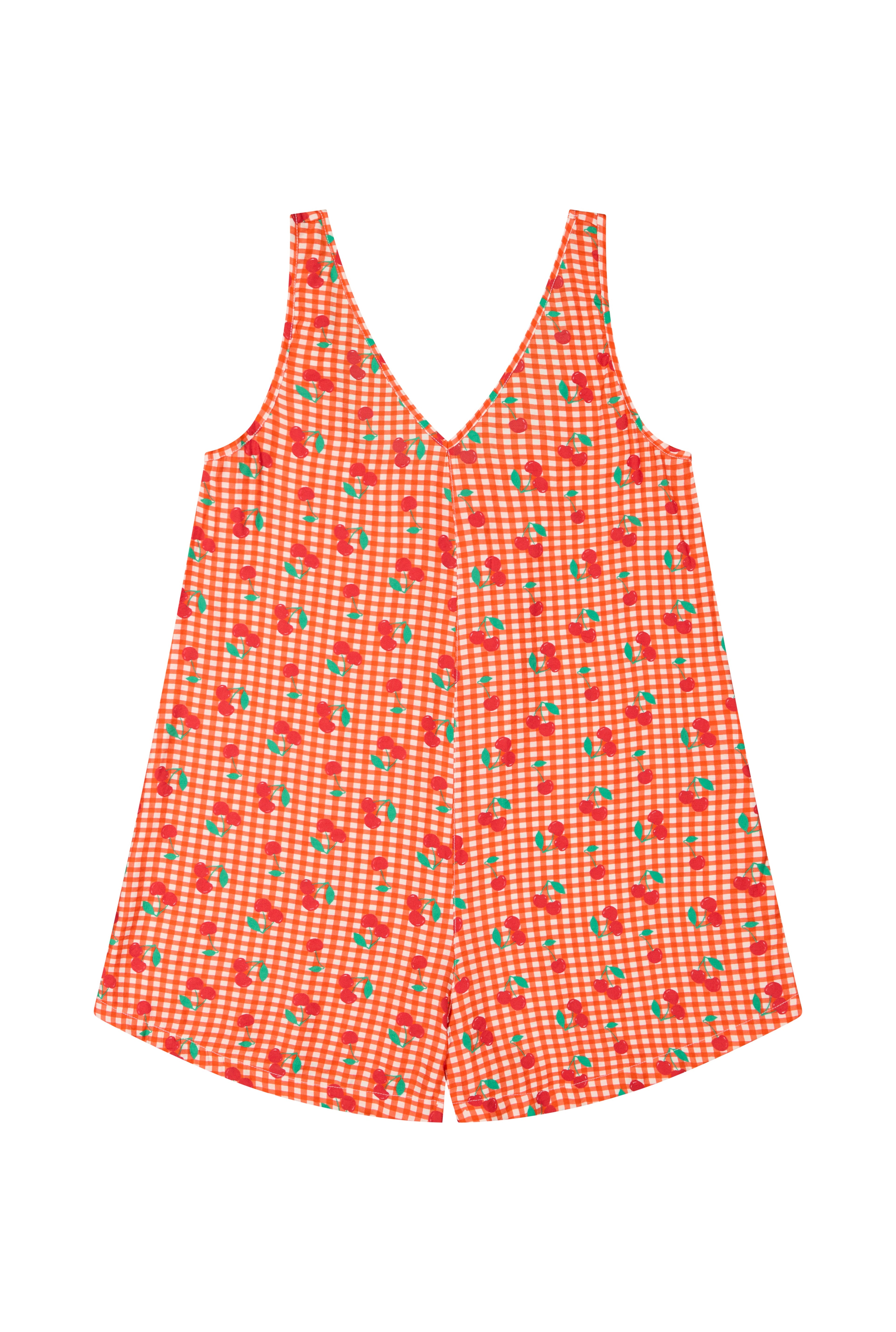 Combishort Viscose - Vichy Cerises Rouge