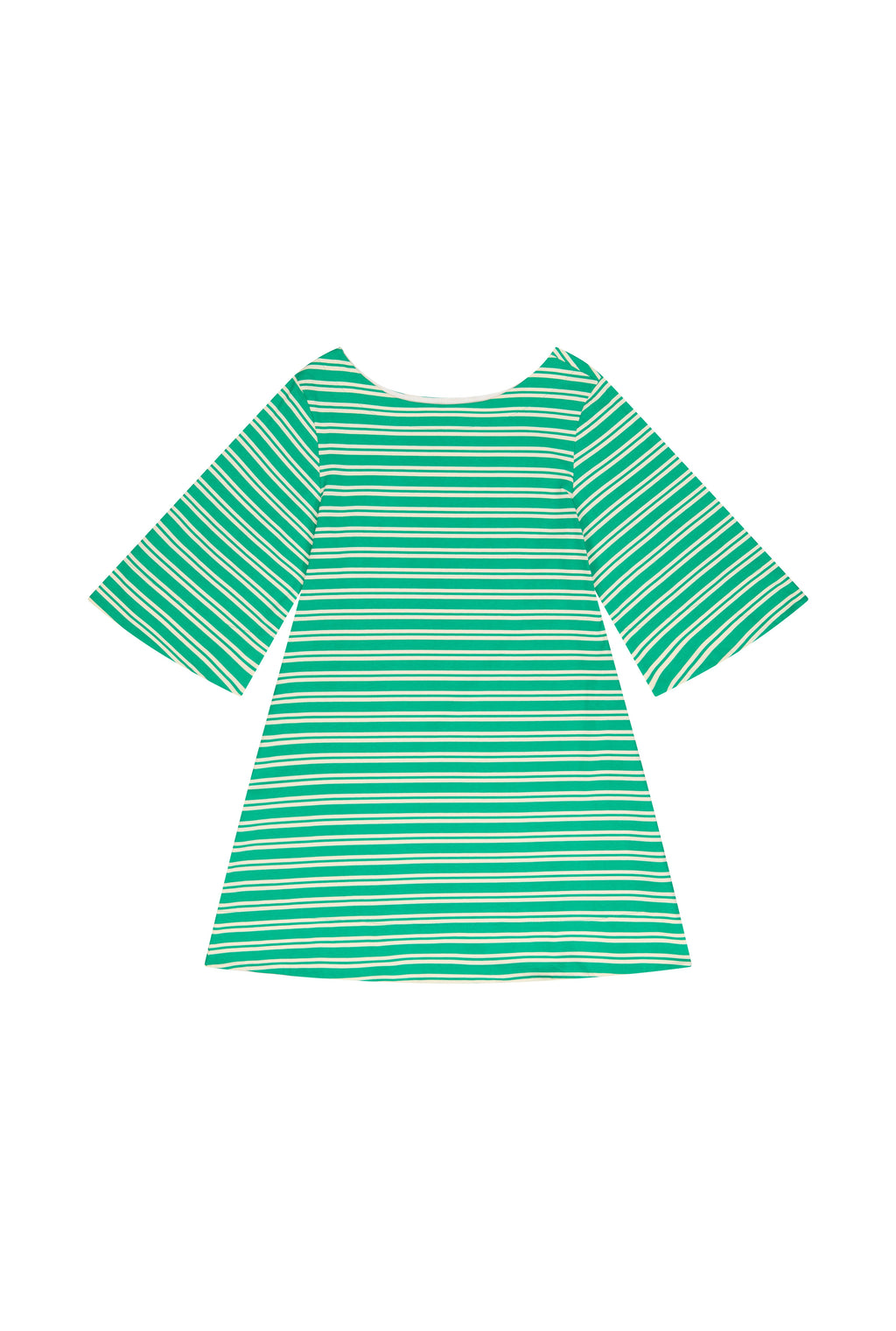 Robe Manches Évasées Coton BIO - Rayures Vert
