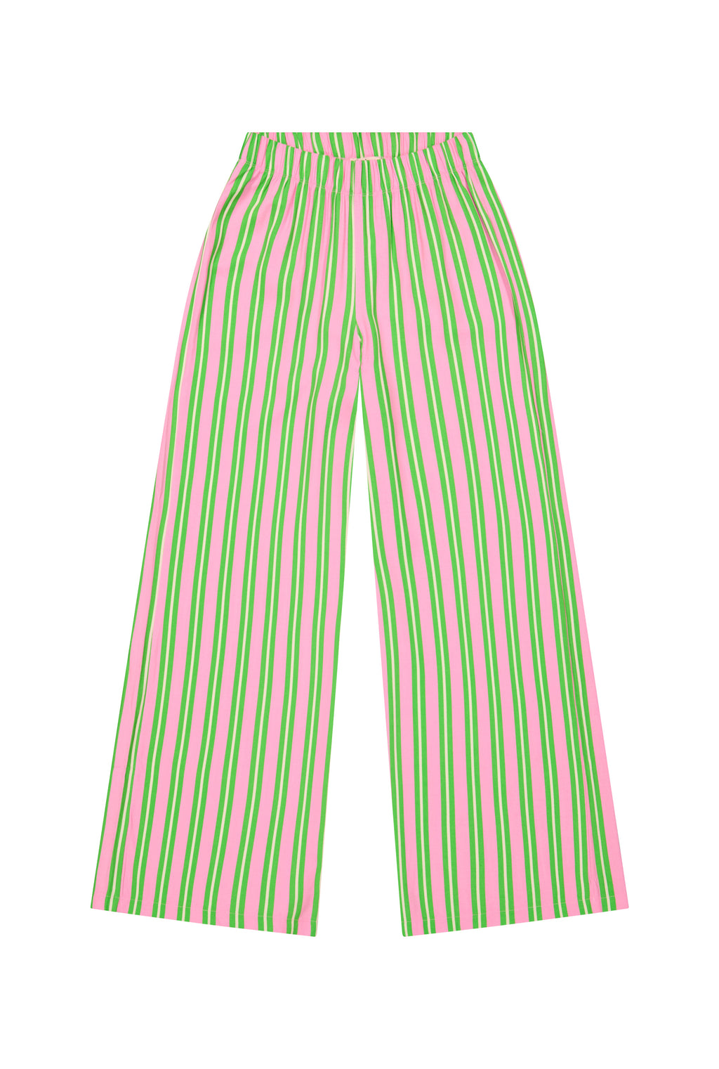 Pantalon Fluide Viscose - Rayures Vertes et Roses