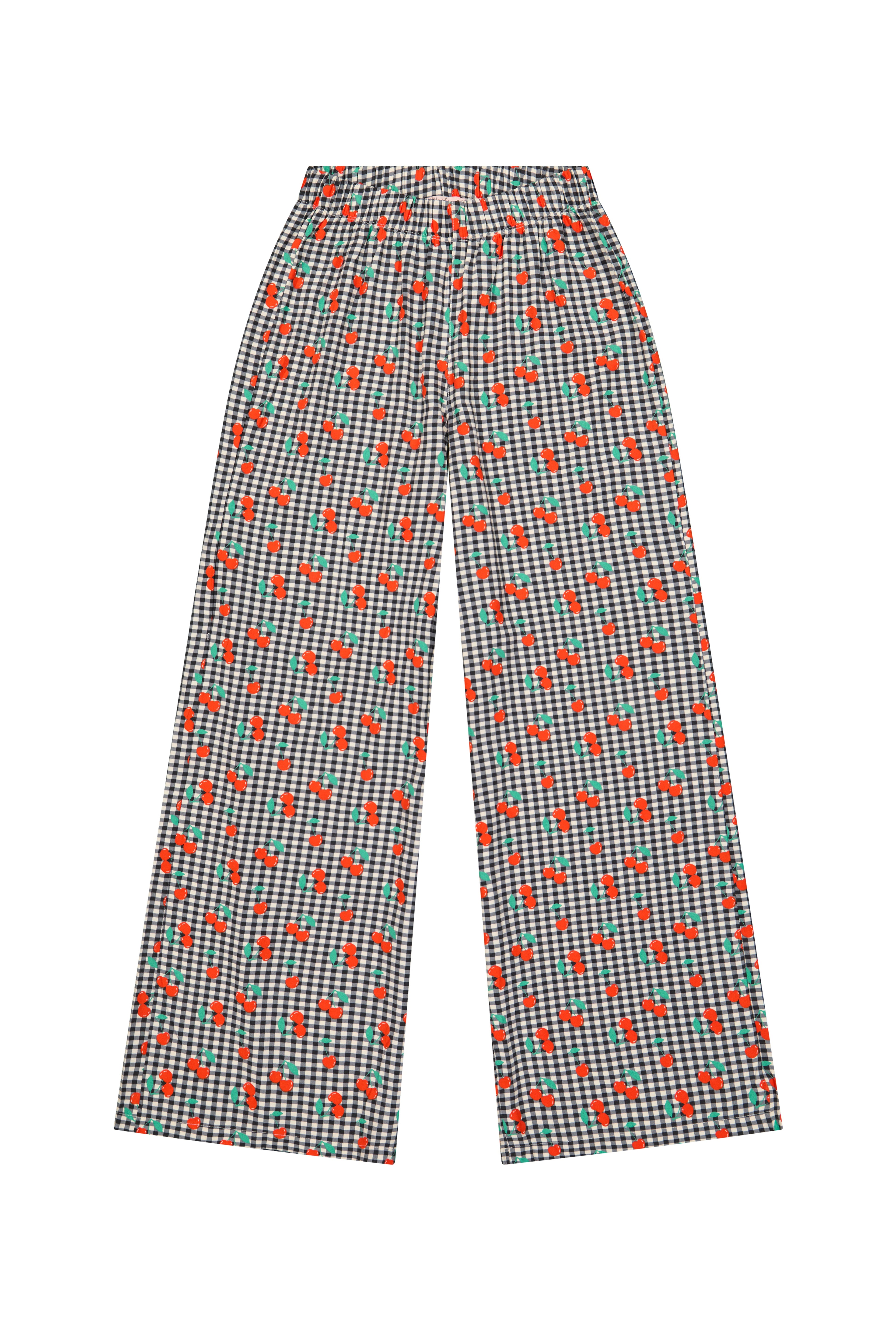 Pantalon Fluide Viscose - Vichy Cerises Noir