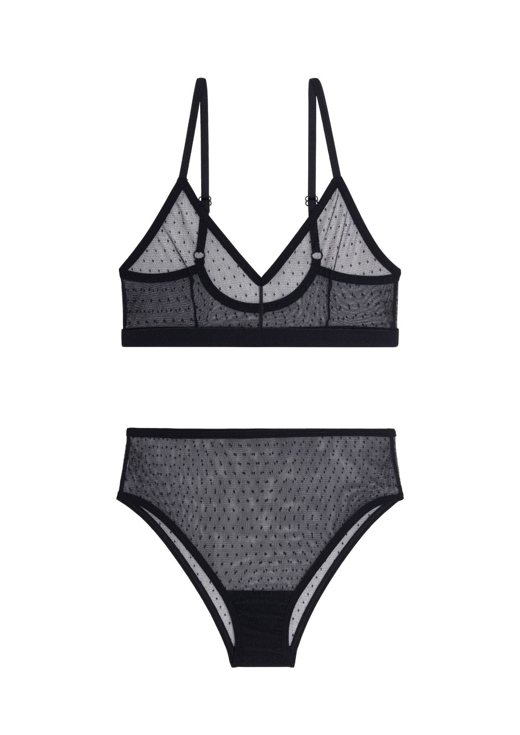 1 BRASSIERE + 1 TAILLE HAUTE TULLE - Pois Noir