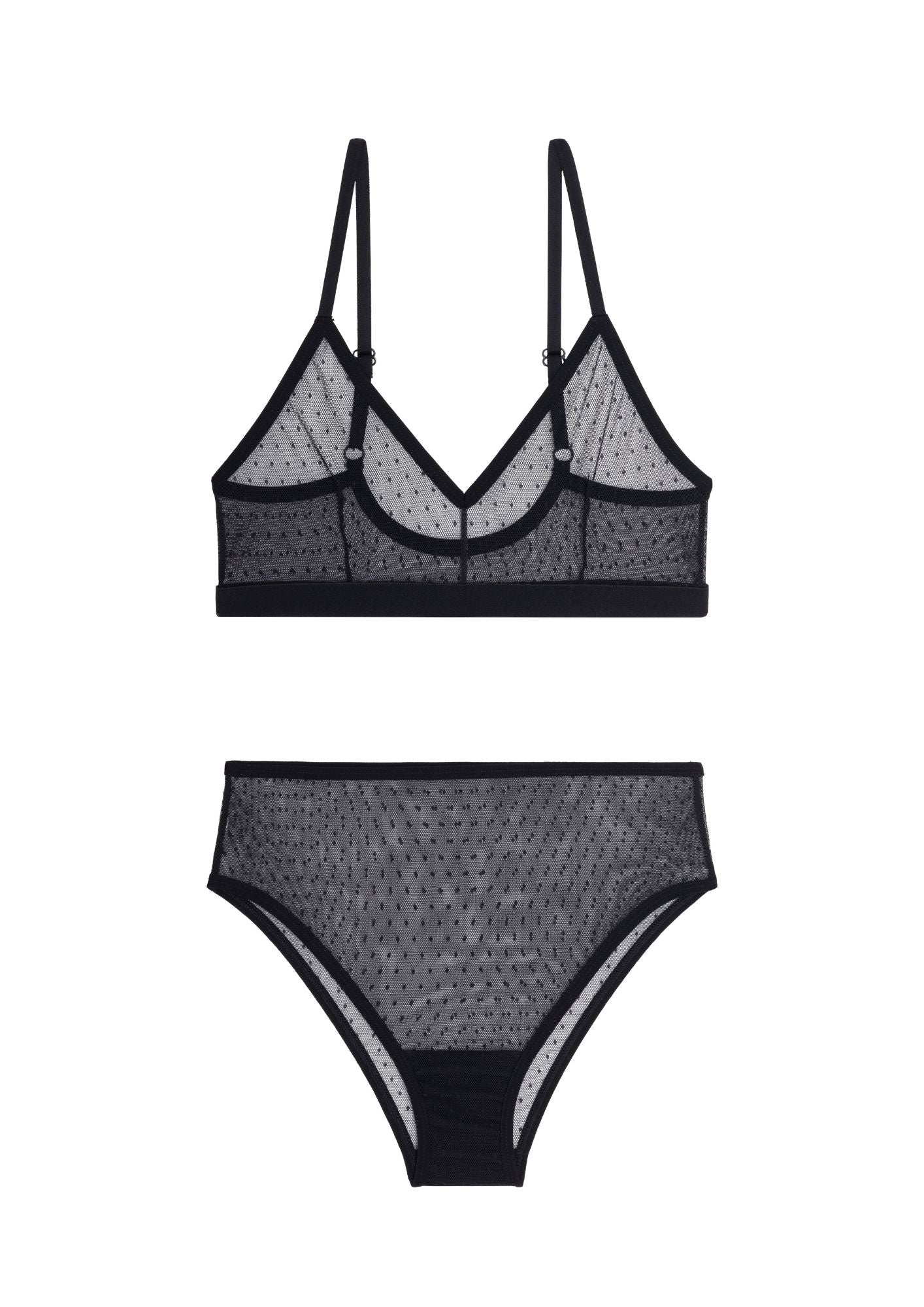 1 BRASSIERE + 1 TAILLE HAUTE TULLE - Pois Noir