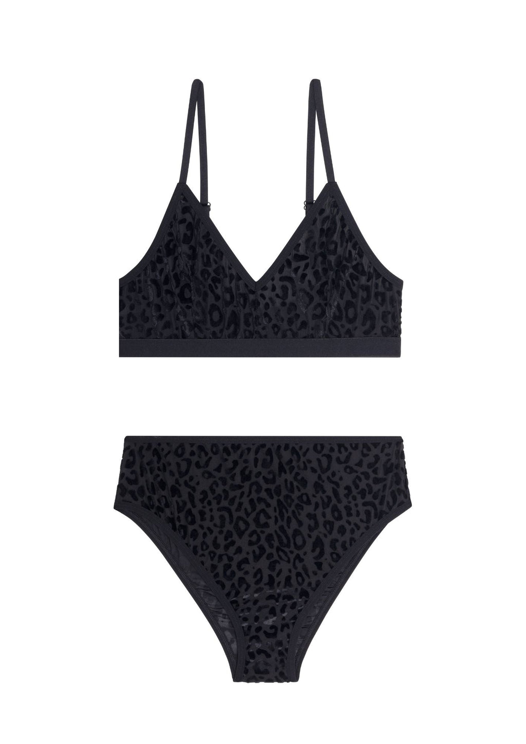 1 BRASSIERE + 1 TAILLE HAUTE TULLE - Léopard Noir