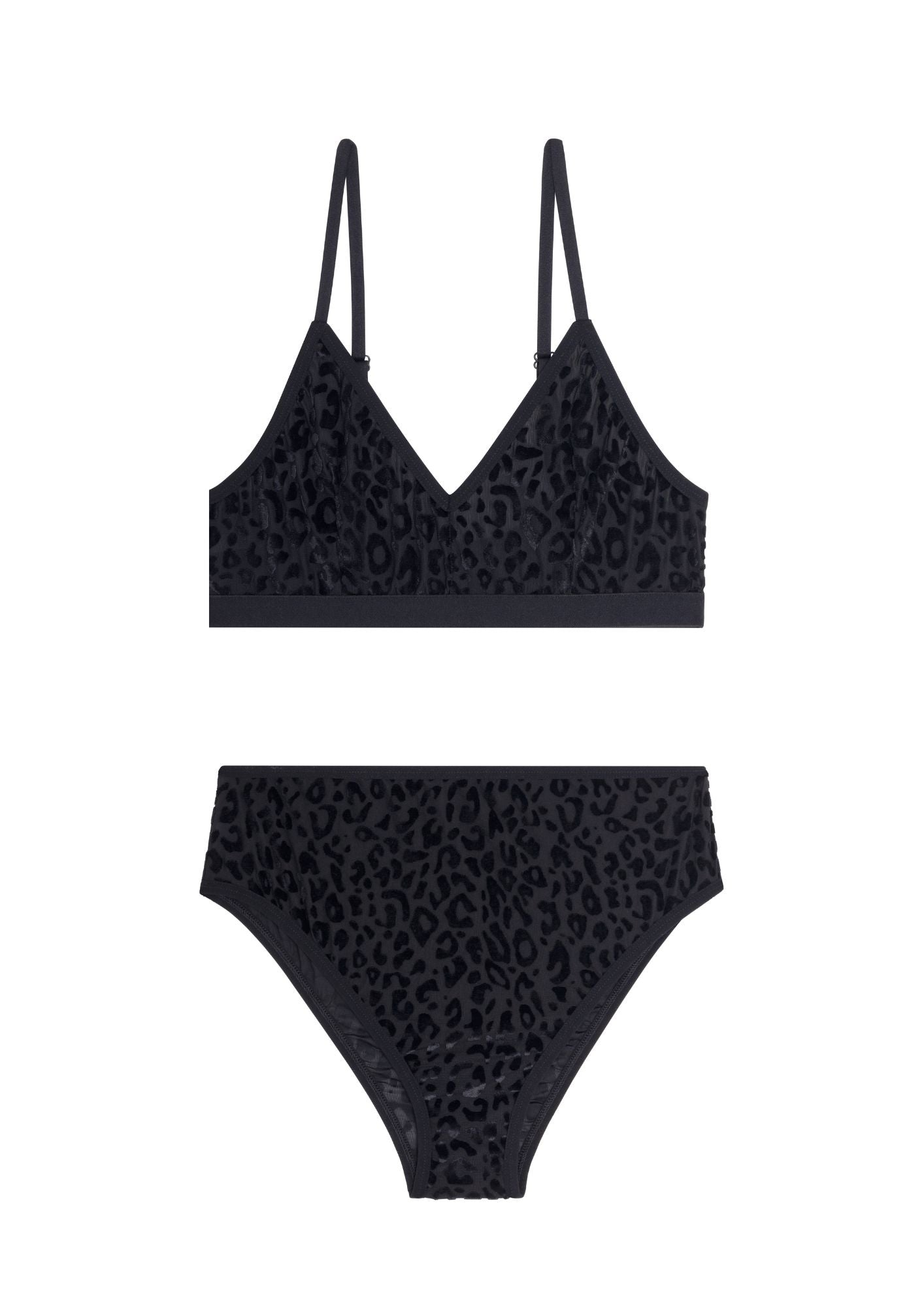 1 BRASSIERE + 1 TAILLE HAUTE TULLE - Léopard Noir