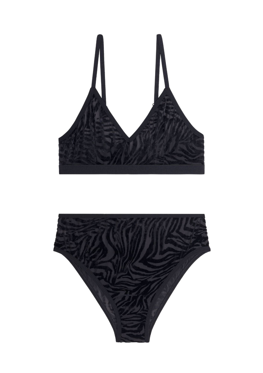1 BRASSIERE + 1 TAILLE HAUTE TULLE - Zèbre Noir