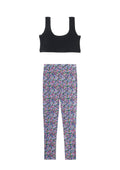 Top Noir & Leggings - Confettis Violet
