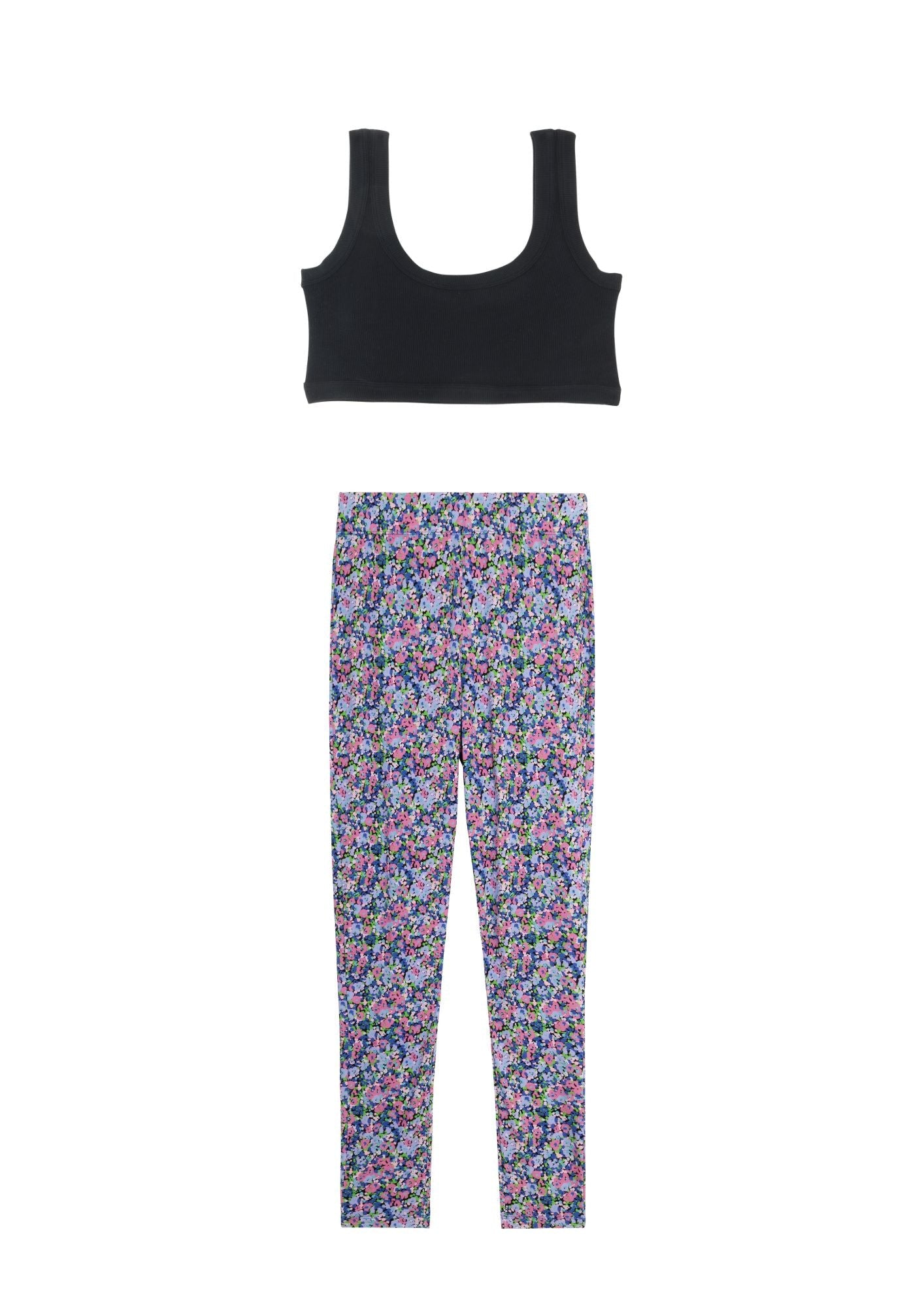 Top Noir & Leggings - Confettis Violet