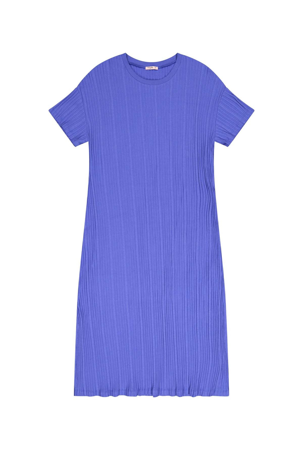 Robe T-shirt plissée Coton BIO - Bleu