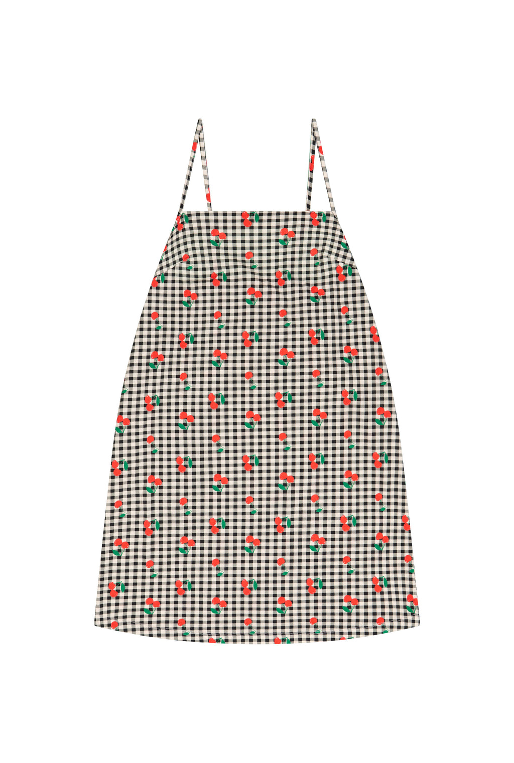 Robe Mini Coton BIO - Vichy Cerises Noir