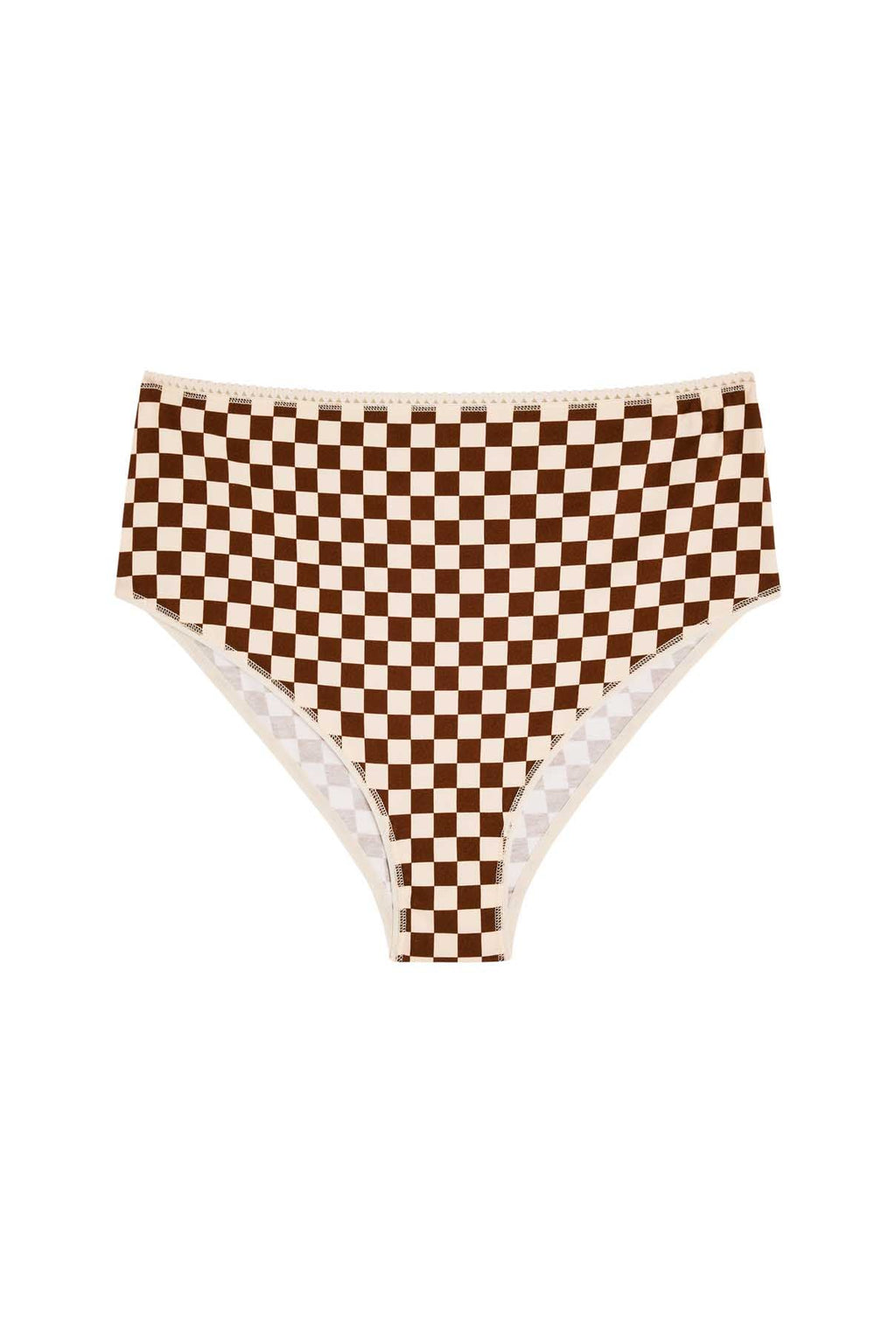 Culotte Taille Haute Coton BIO - Damier Marron