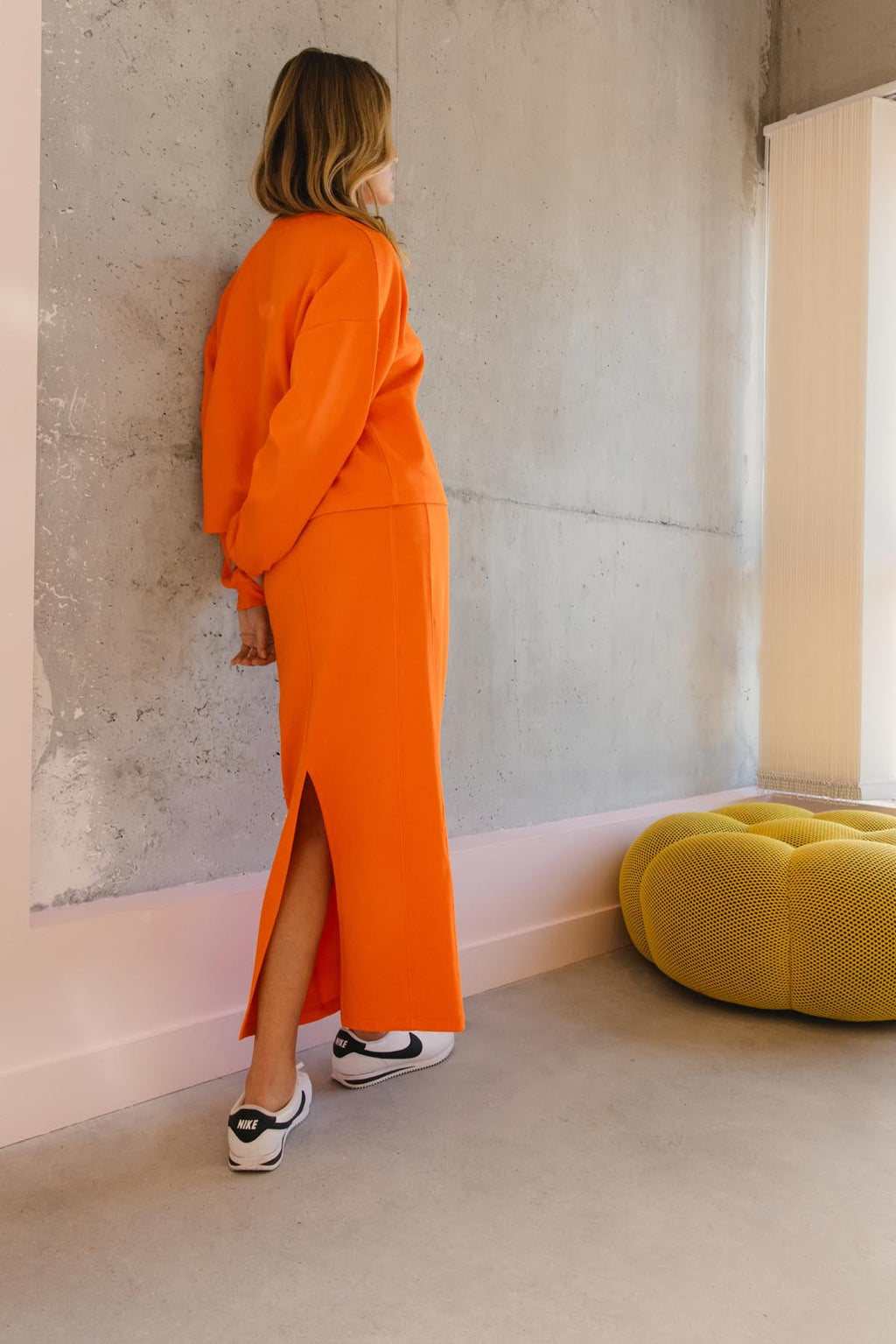Ensemble Sweat & Jupe longue maille 100% COTON BIO - Orange