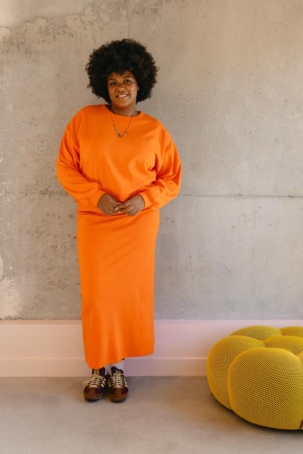Ensemble Sweat & Jupe longue maille 100% COTON BIO - Orange