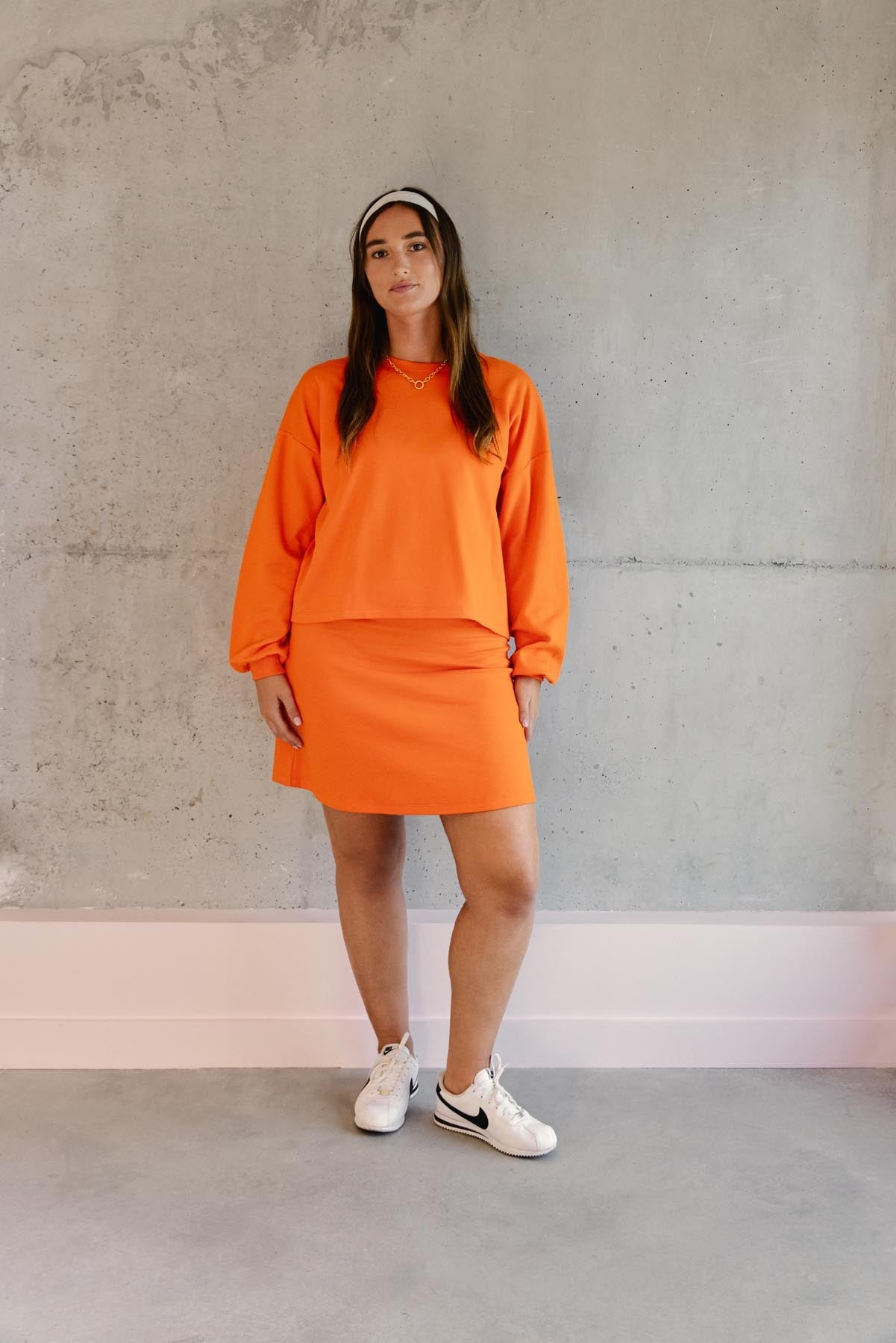 Ensemble Sweat & Jupe courte maille 100% COTON BIO - Orange
