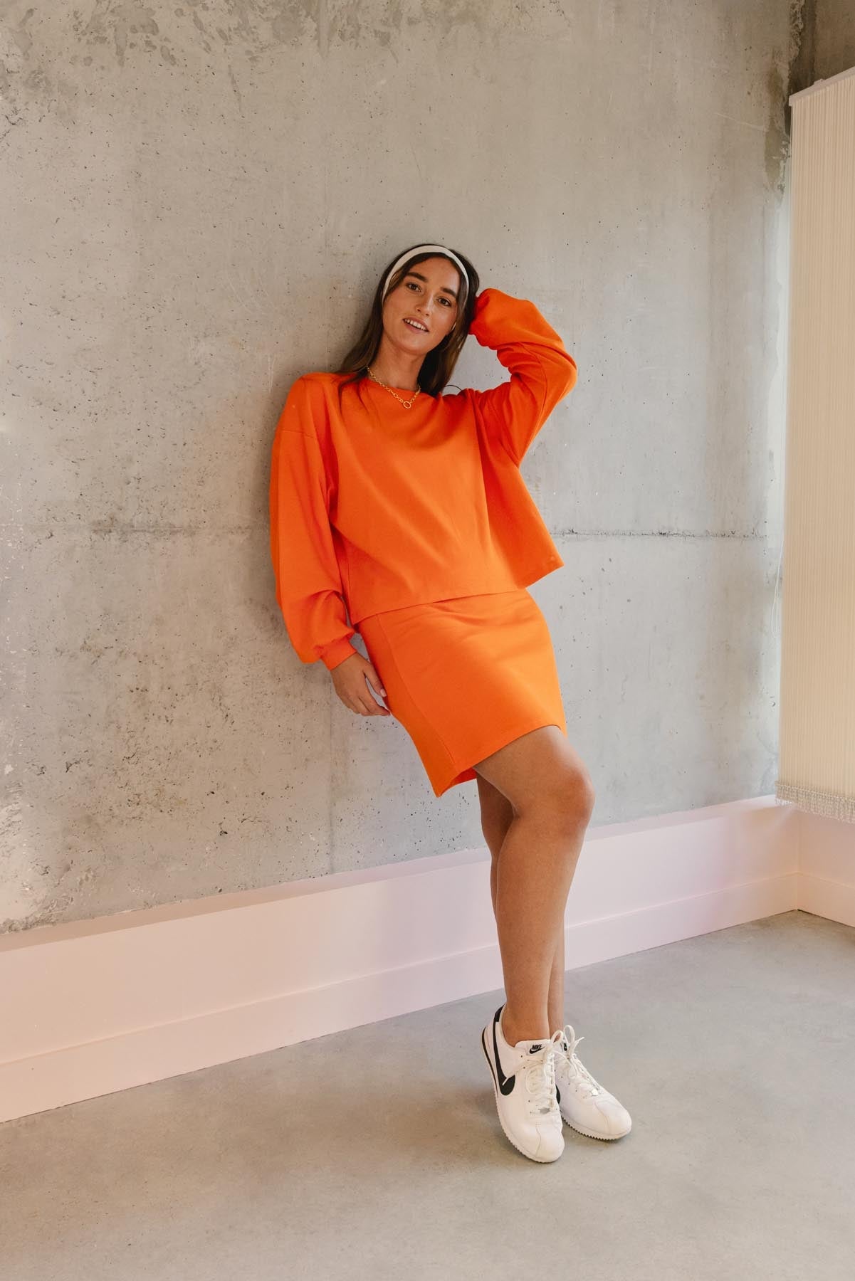 Ensemble Sweat & Jupe courte maille 100% COTON BIO - Orange