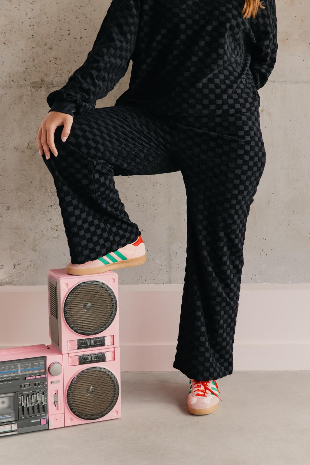 Ensemble Éponge Damier 100% COTON BIO - Noir