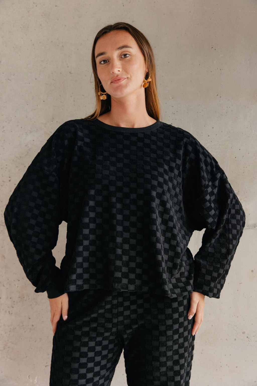 Ensemble Éponge Damier 100% COTON BIO - Noir