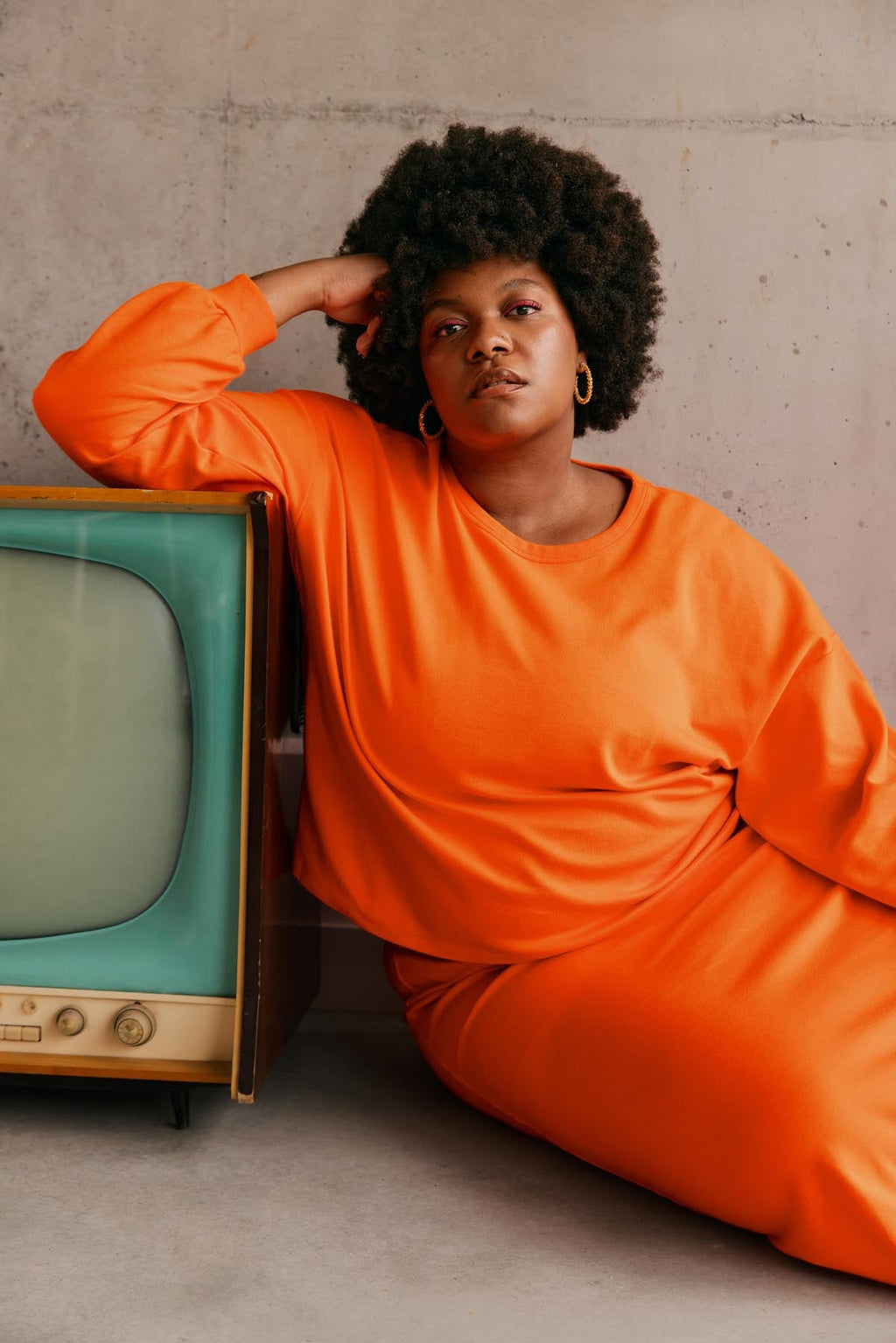 Ensemble Sweat & Jupe longue maille 100% COTON BIO - Orange