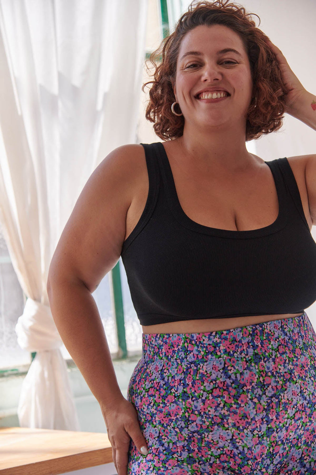 Top Noir & Leggings - Confettis Violet