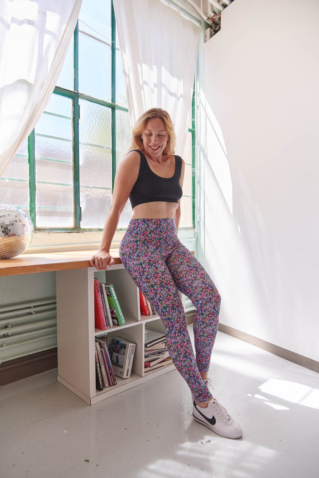 Top Noir & Leggings - Confettis Violet