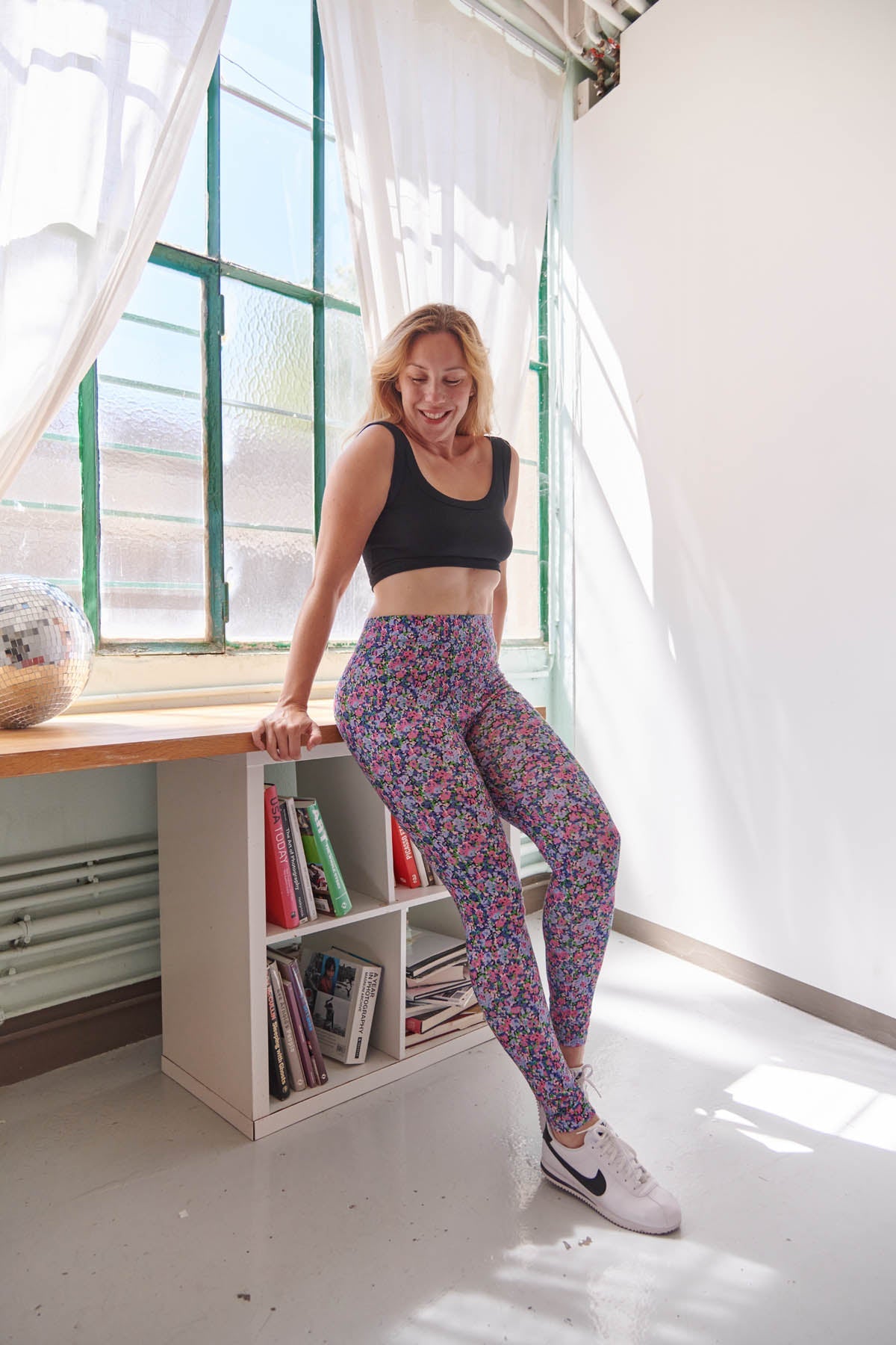 Top Noir & Leggings - Confettis Violet