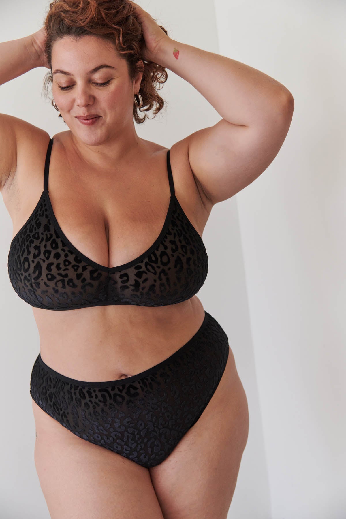 1 BRASSIERE + 1 TAILLE HAUTE TULLE - Léopard Noir
