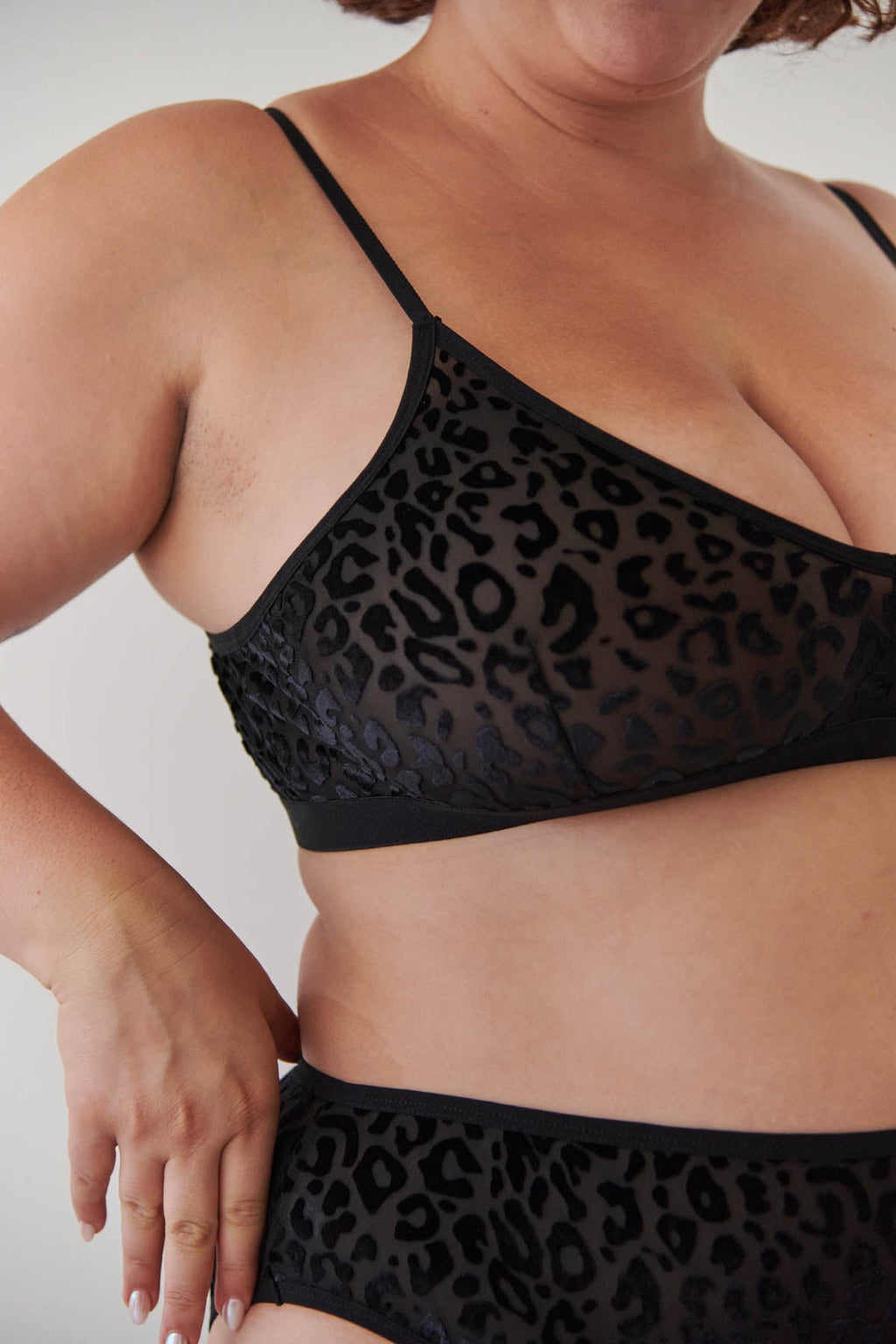 1 BRASSIERE + 1 TAILLE HAUTE TULLE - Léopard Noir