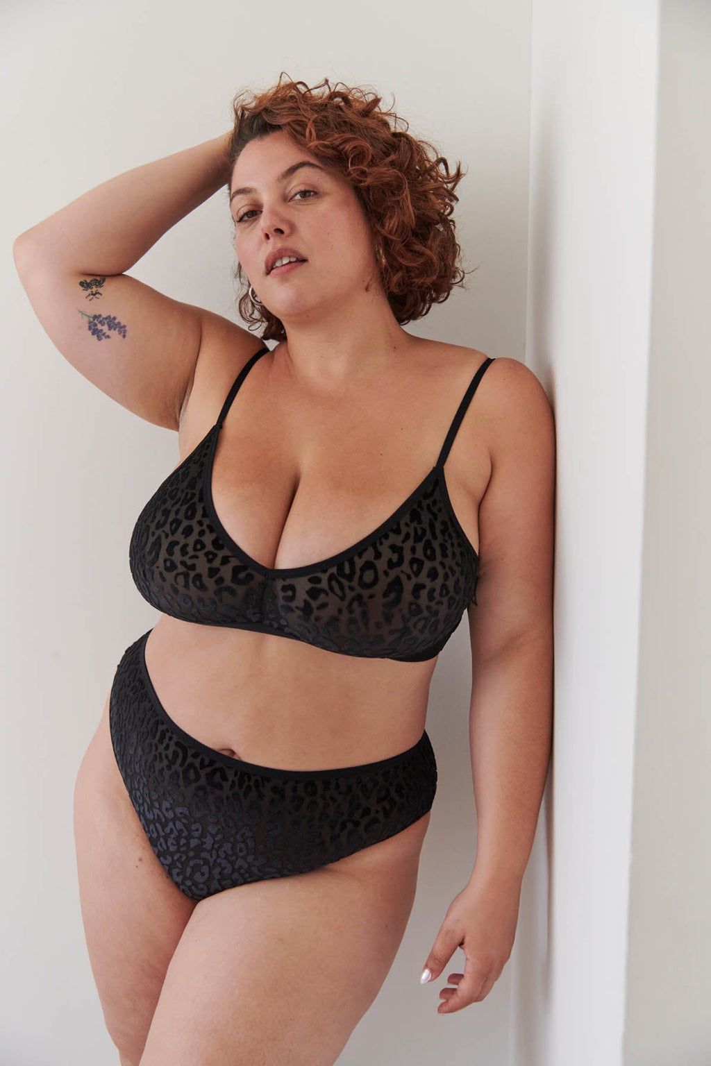 1 BRASSIERE + 1 TAILLE HAUTE TULLE - Léopard Noir