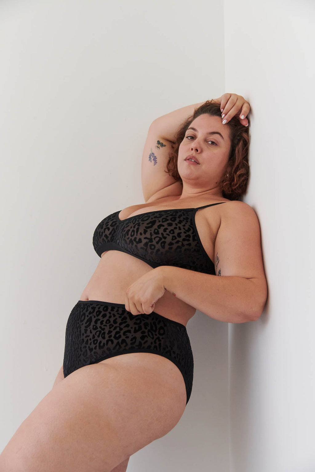 1 BRASSIERE + 1 TAILLE HAUTE TULLE - Léopard Noir