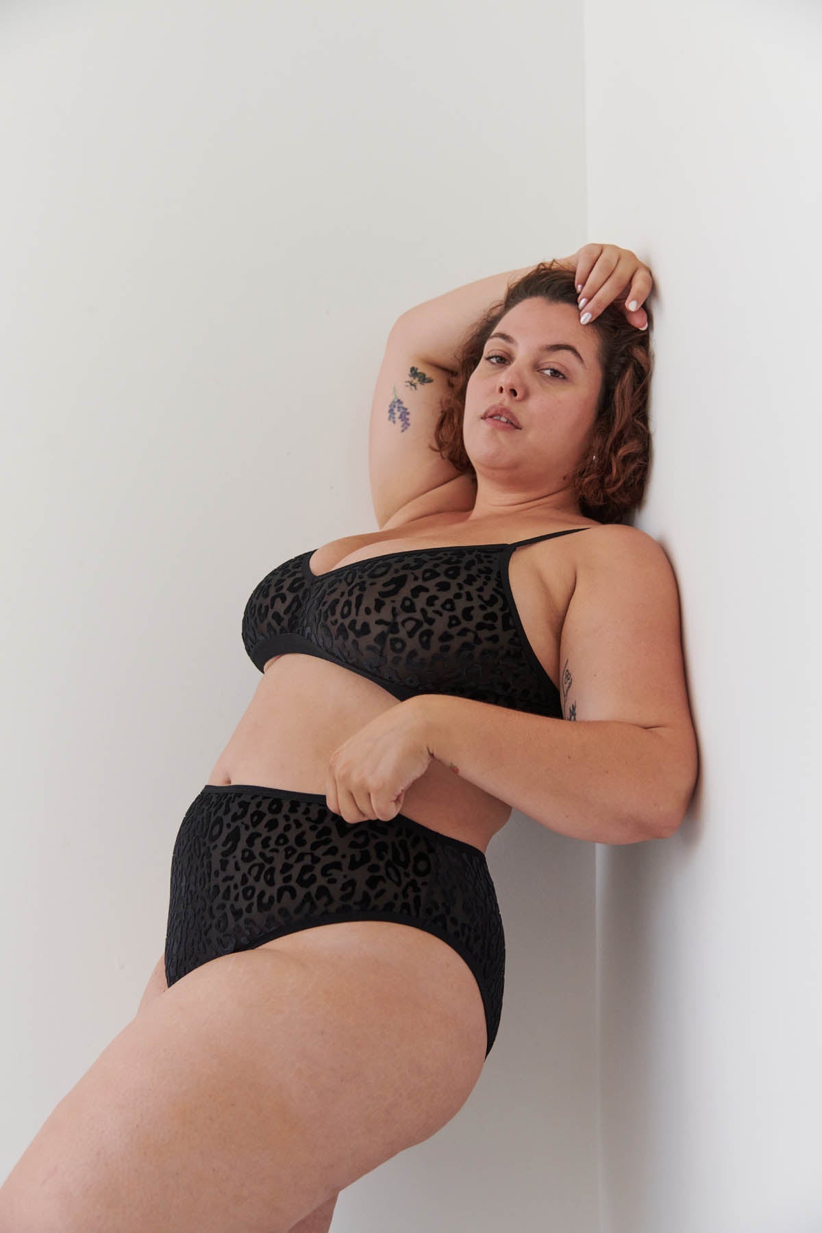 1 BRASSIERE + 1 TAILLE HAUTE TULLE - Léopard Noir