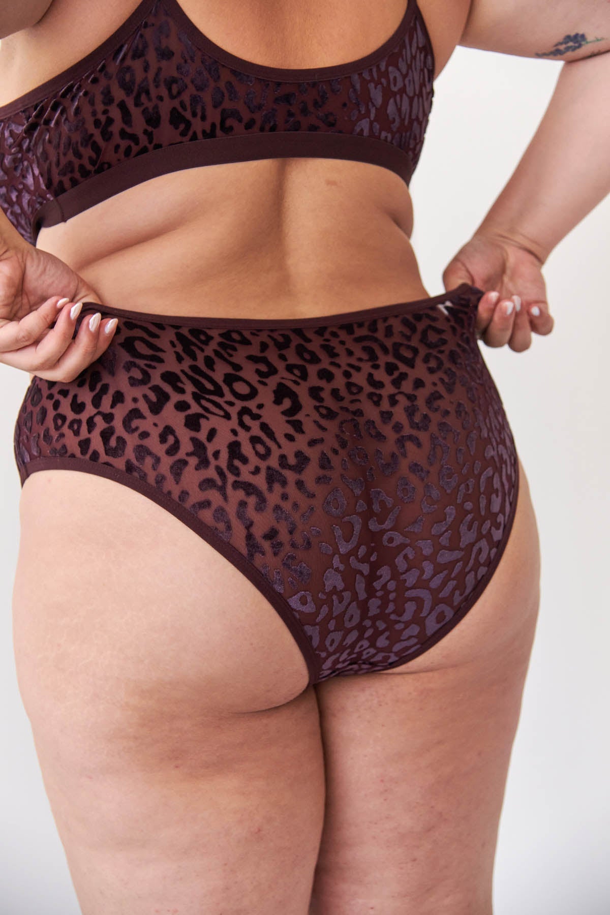 1 BRASSIERE + 1 TAILLE HAUTE TULLE - Léopard Prune