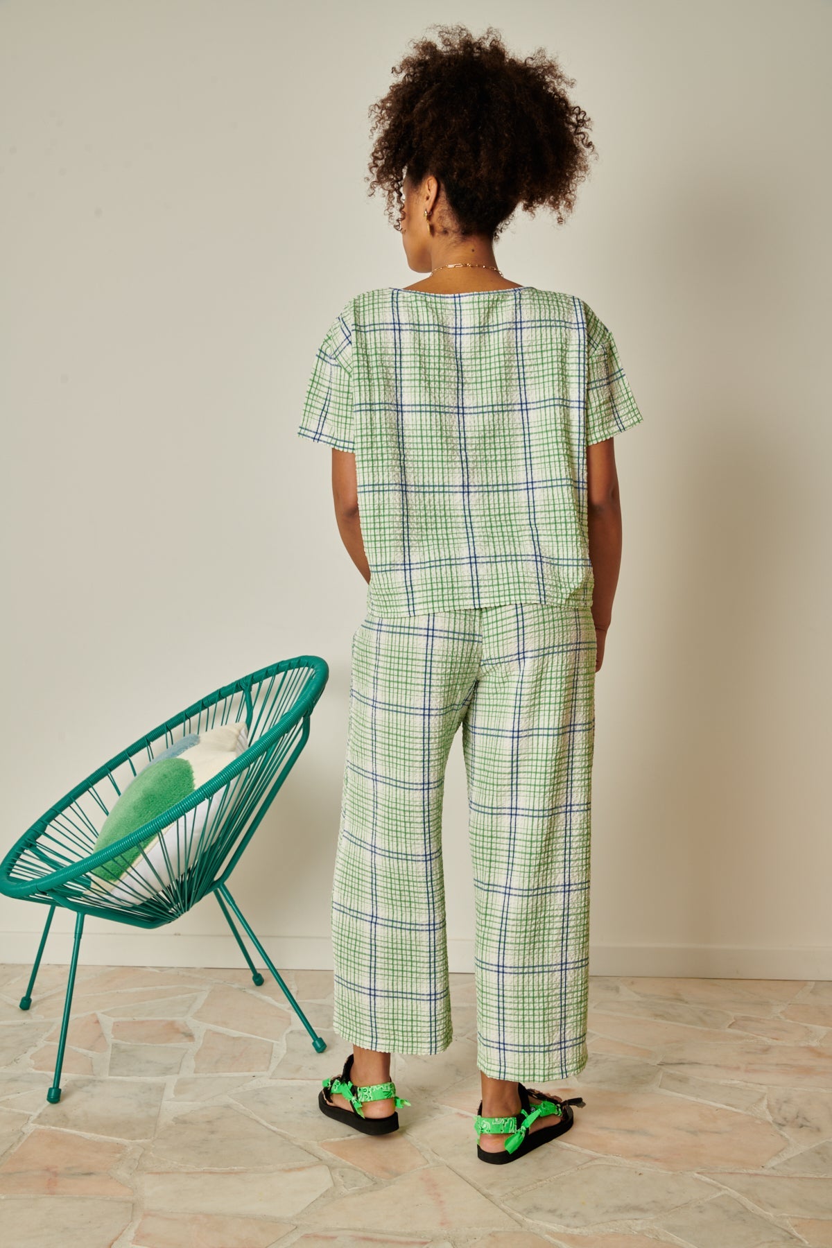 Ensemble Texturé Géométrique - Vert et Bleu
