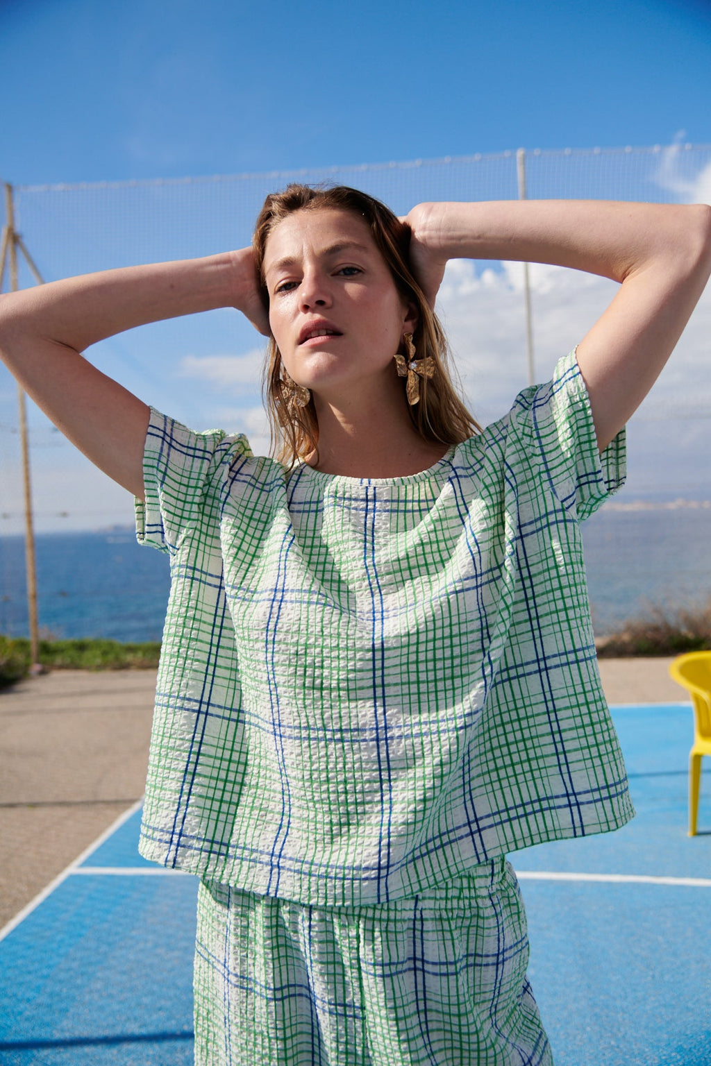 Ensemble Texturé Géométrique - Vert et Bleu