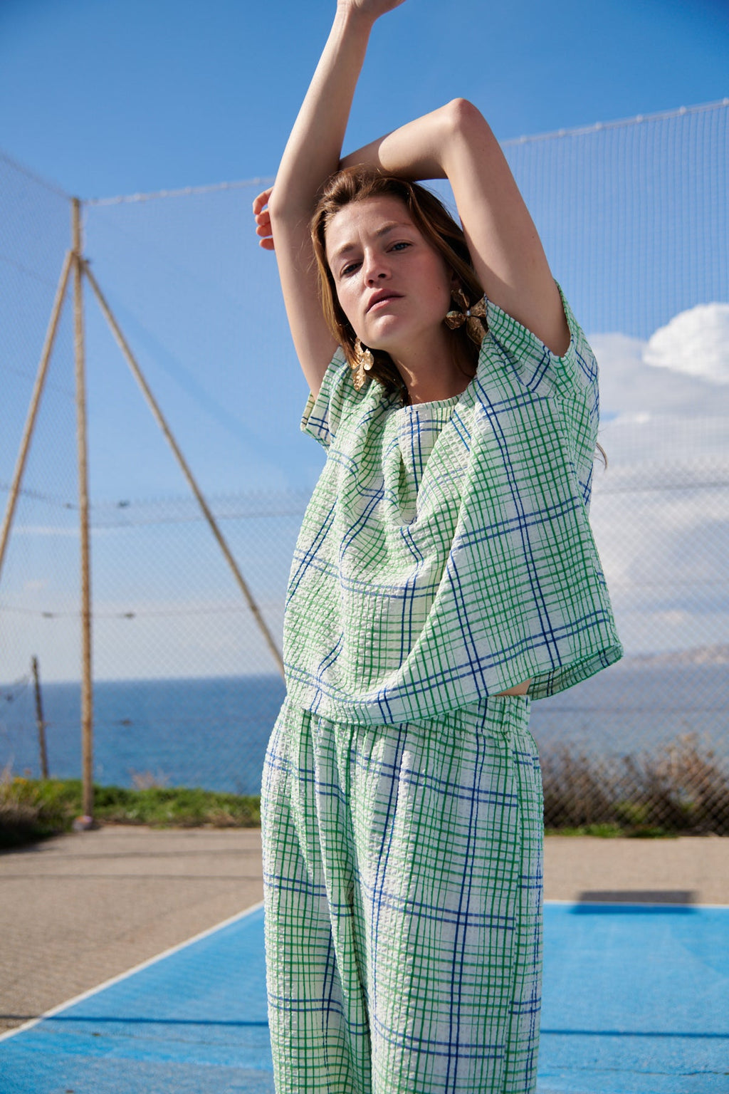 Ensemble Texturé Géométrique - Vert et Bleu