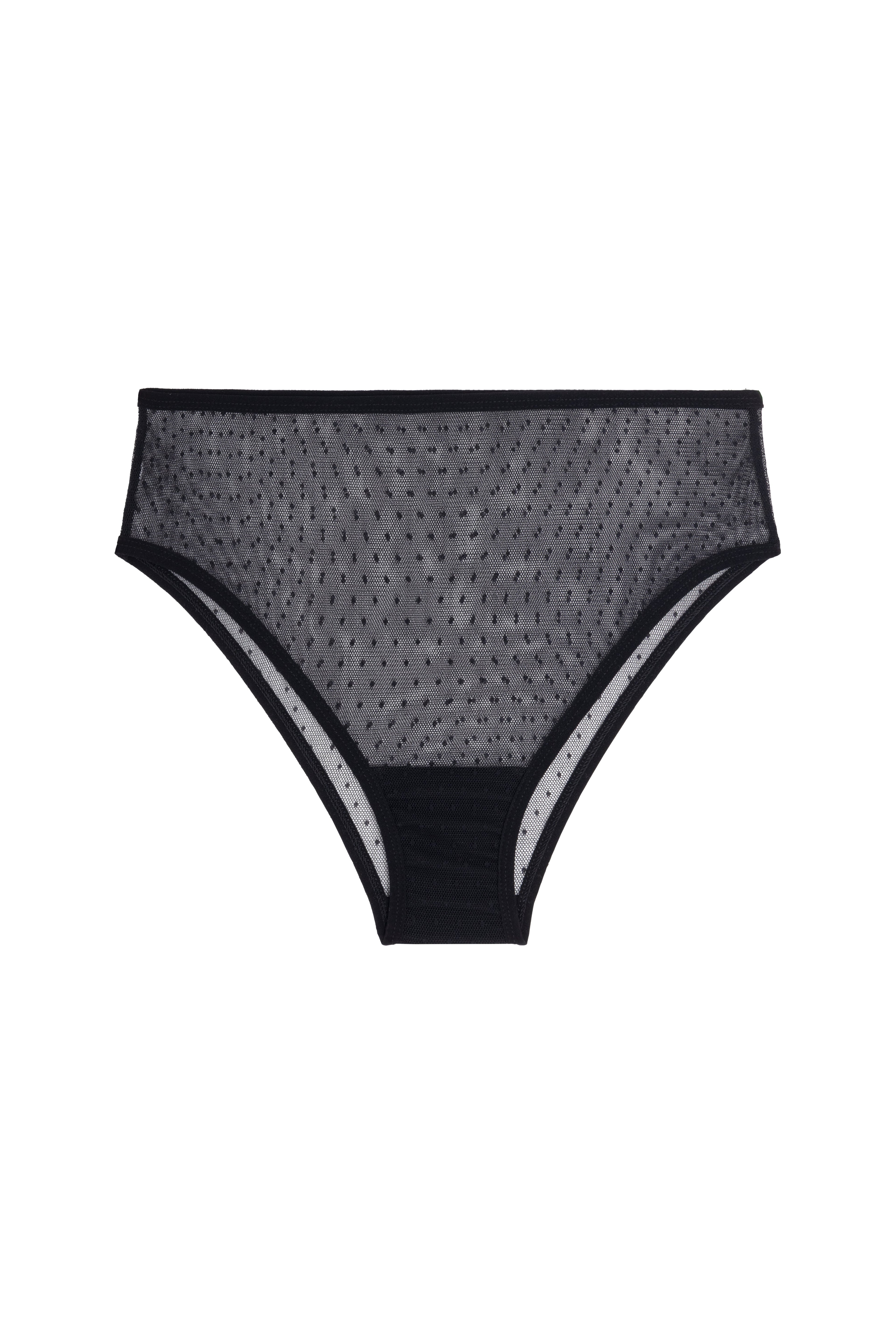 Culotte Taille Haute Tulle - Pois Noir