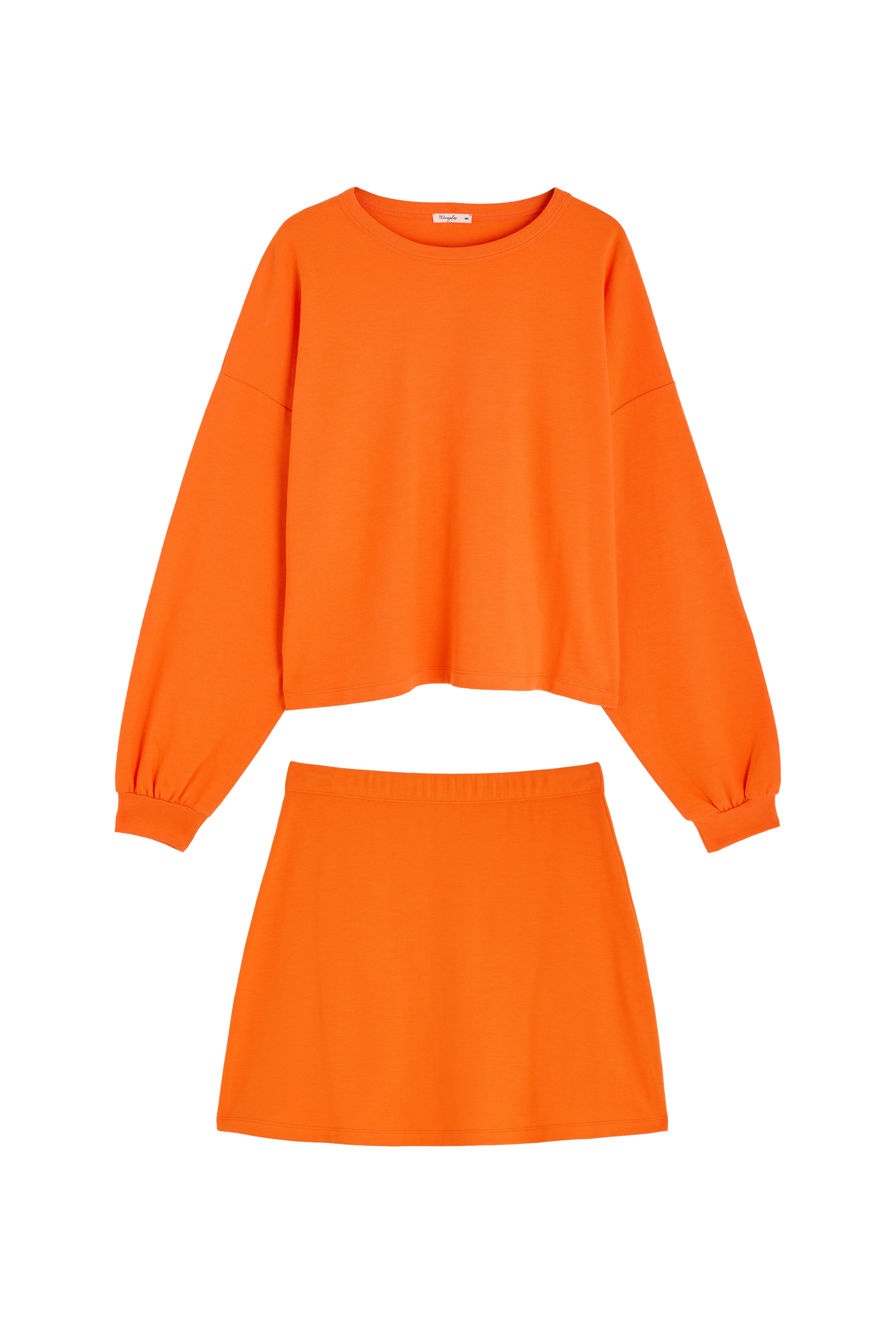 Ensemble Sweat & Jupe courte maille 100% COTON BIO - Orange