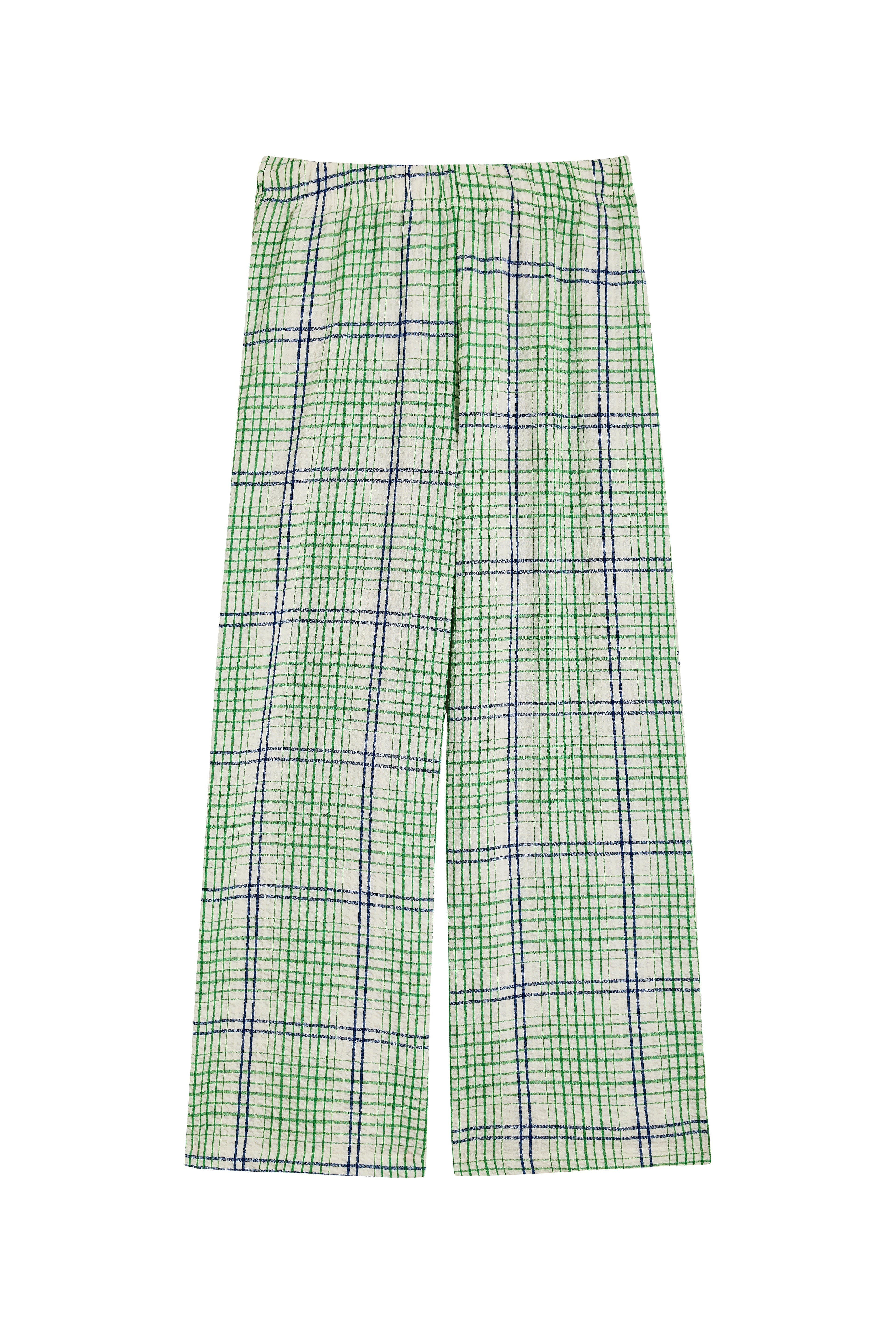 Pantalon Texturé Géométrique - Vert et Bleu