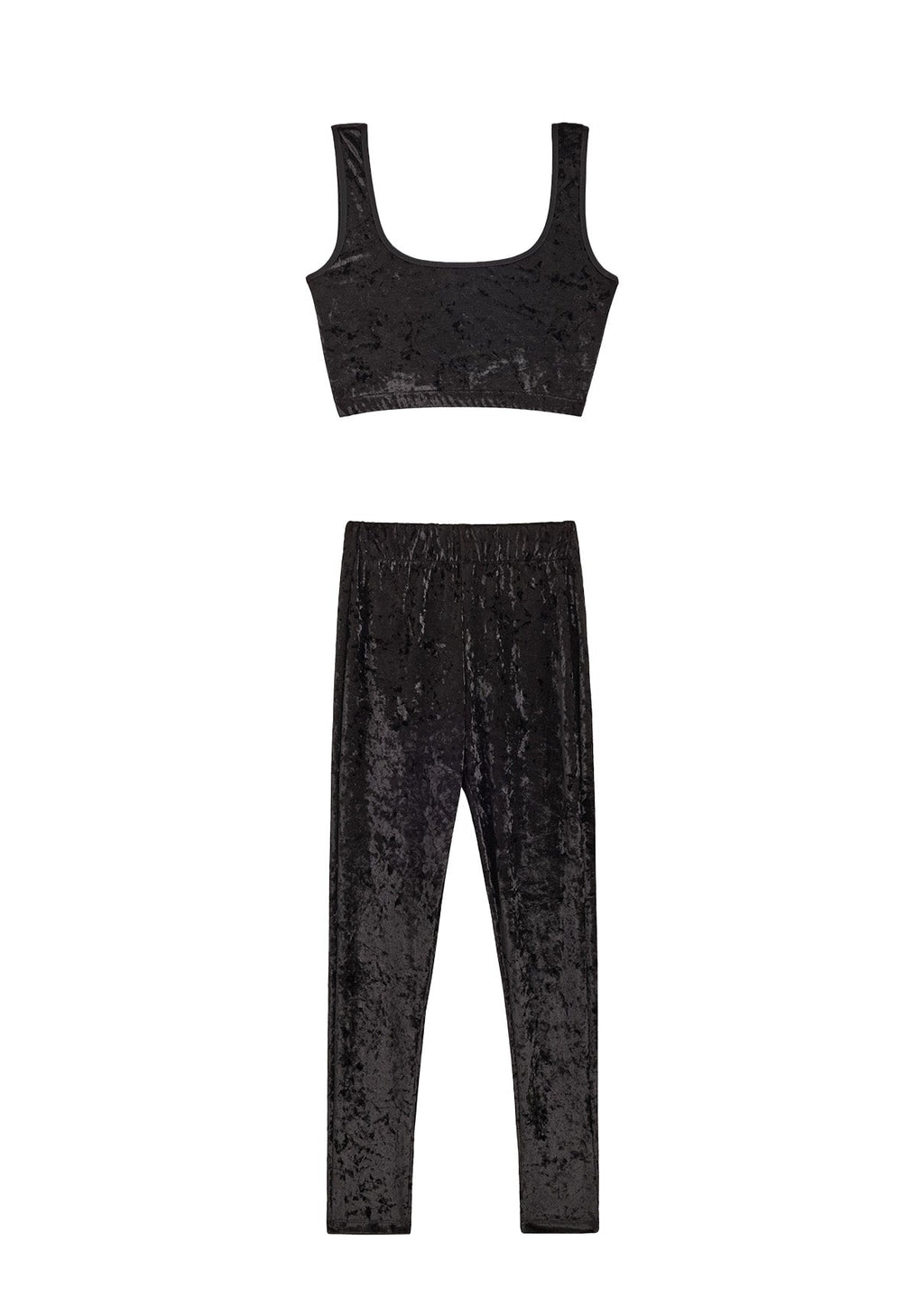 Top & Leggings Velours Marbré - Noir